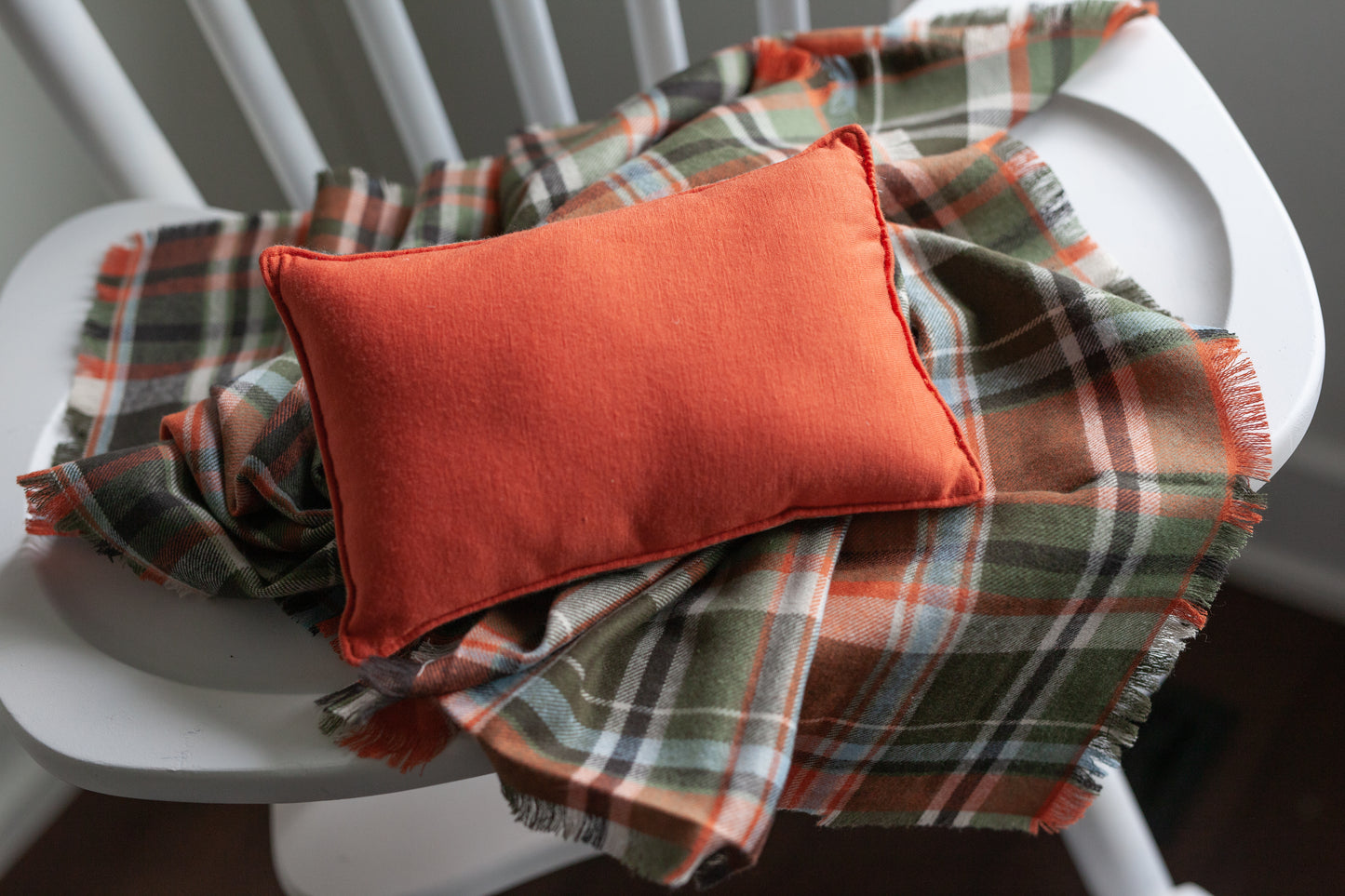 Plaid Layer and Double Sided Pillow