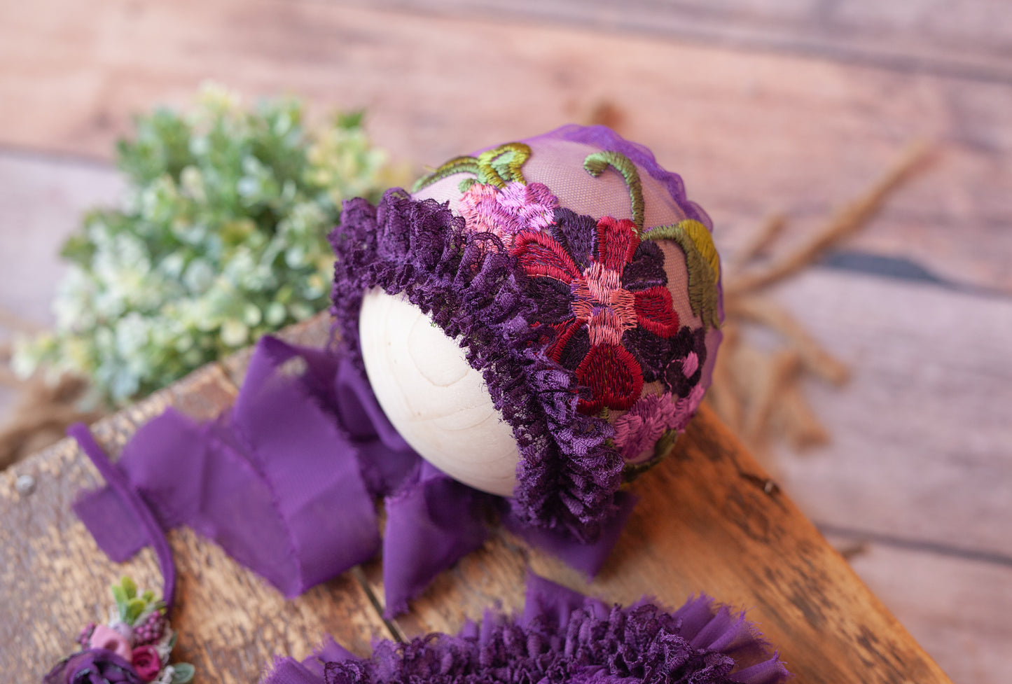 Grace - Embroidered Florals on Purple