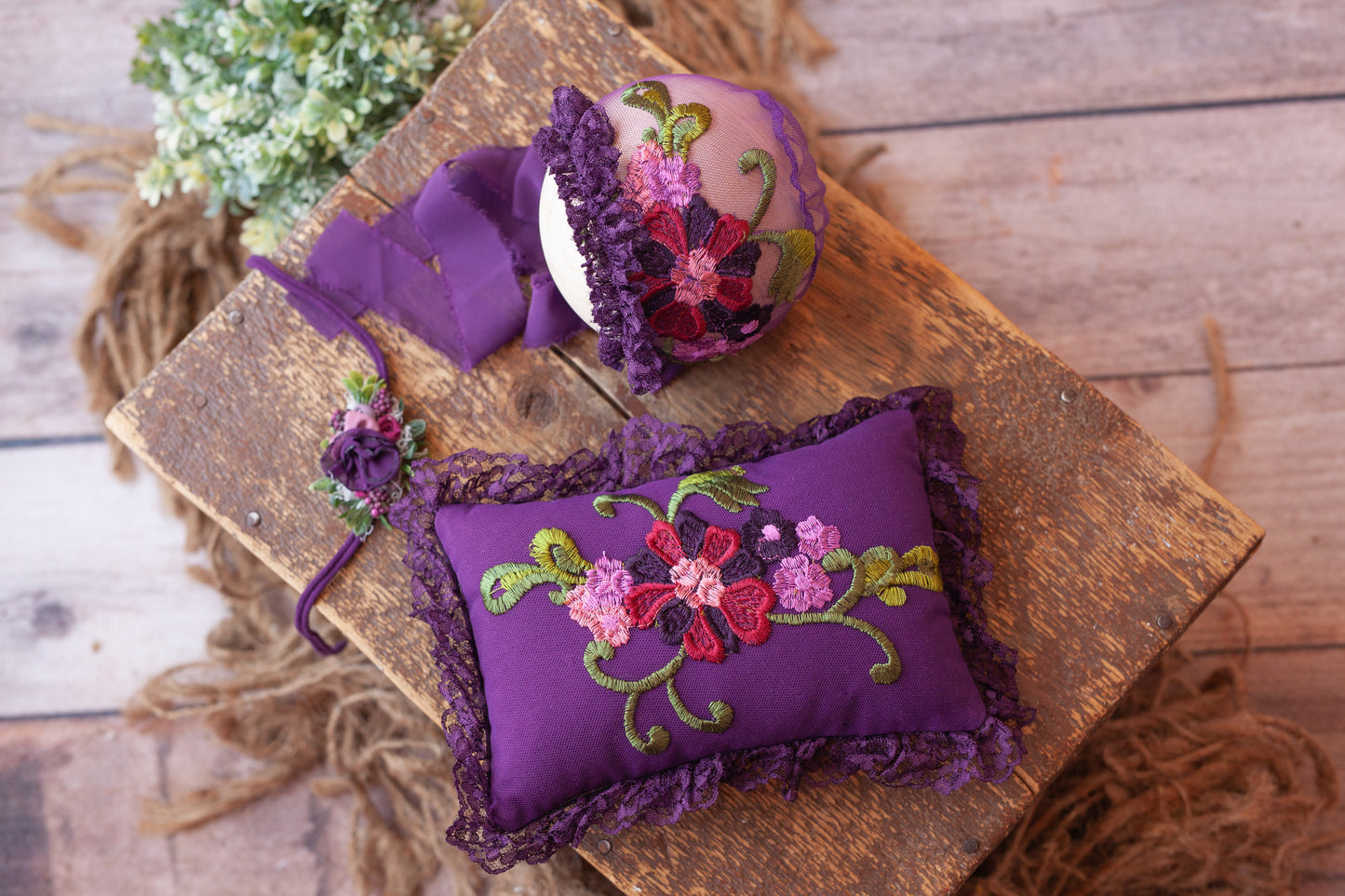 Grace - Embroidered Florals on Purple