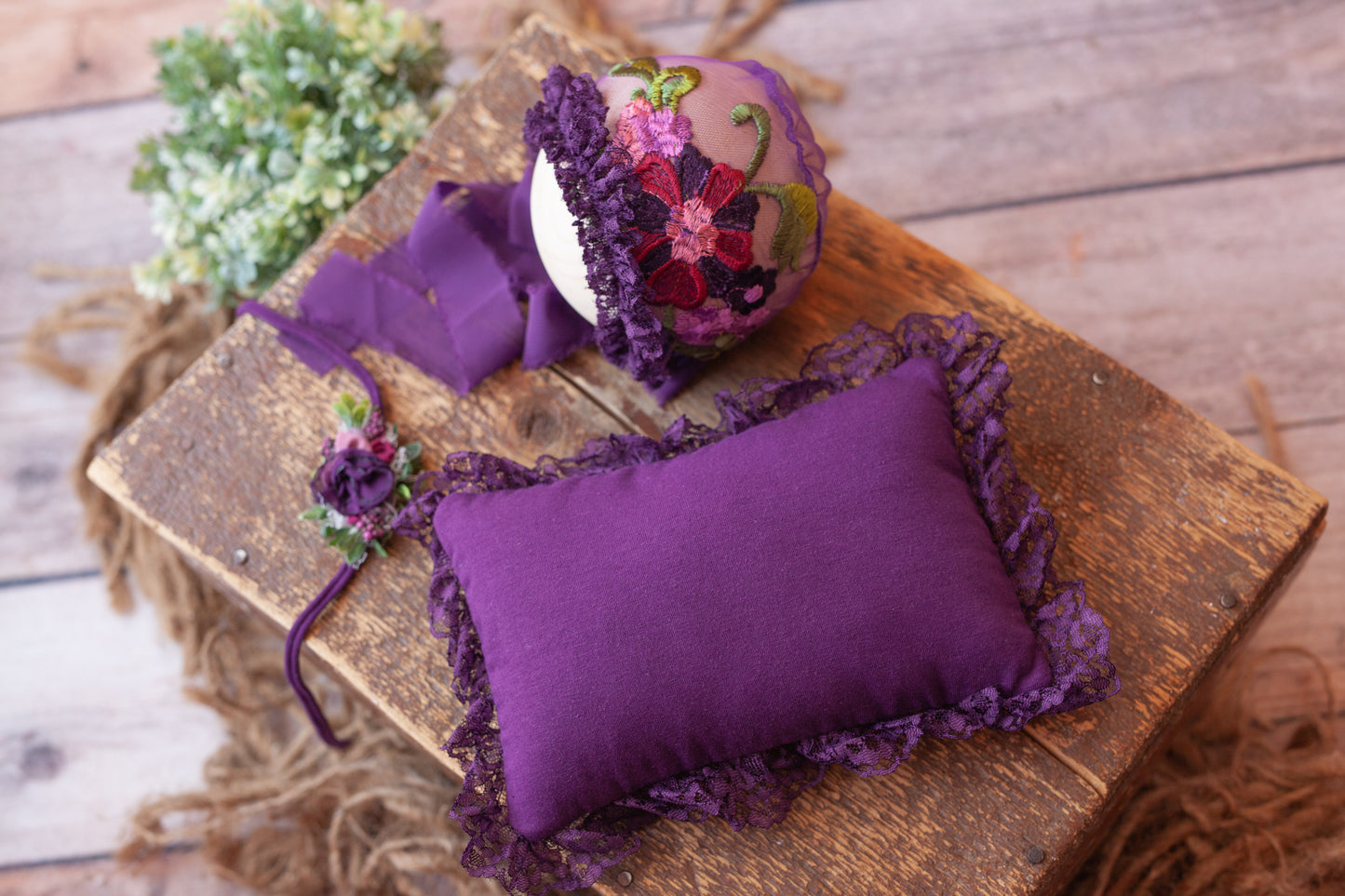 Grace - Embroidered Florals on Purple