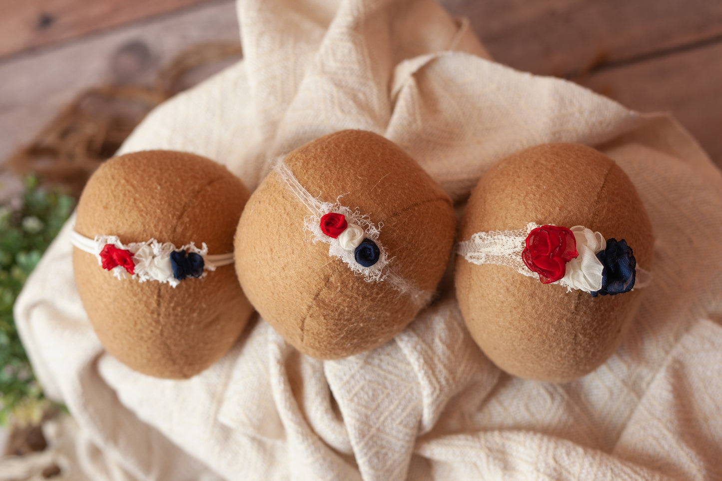 Inspired by Red, White and Blue - set of three tiebacks
