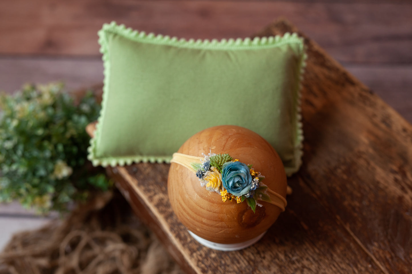 Spring Green Pillow and Tieback