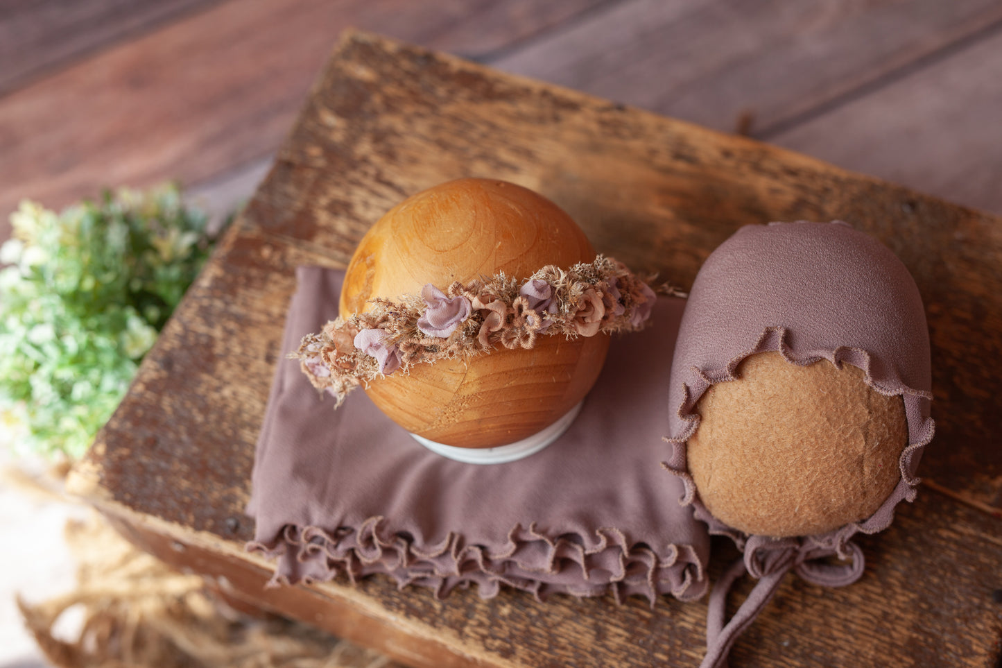 Mocha Late - Curly Wrap and Bonnet