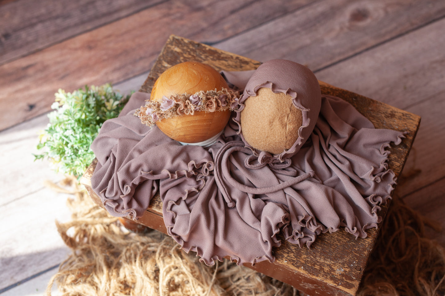 Mocha Late - Curly Wrap and Bonnet