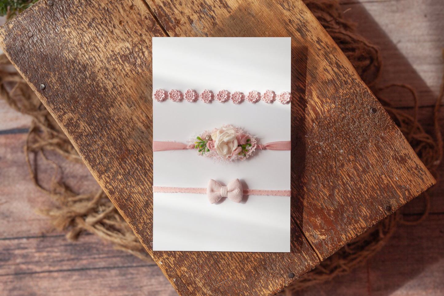 "Sweet Pink" set of three tiebacks