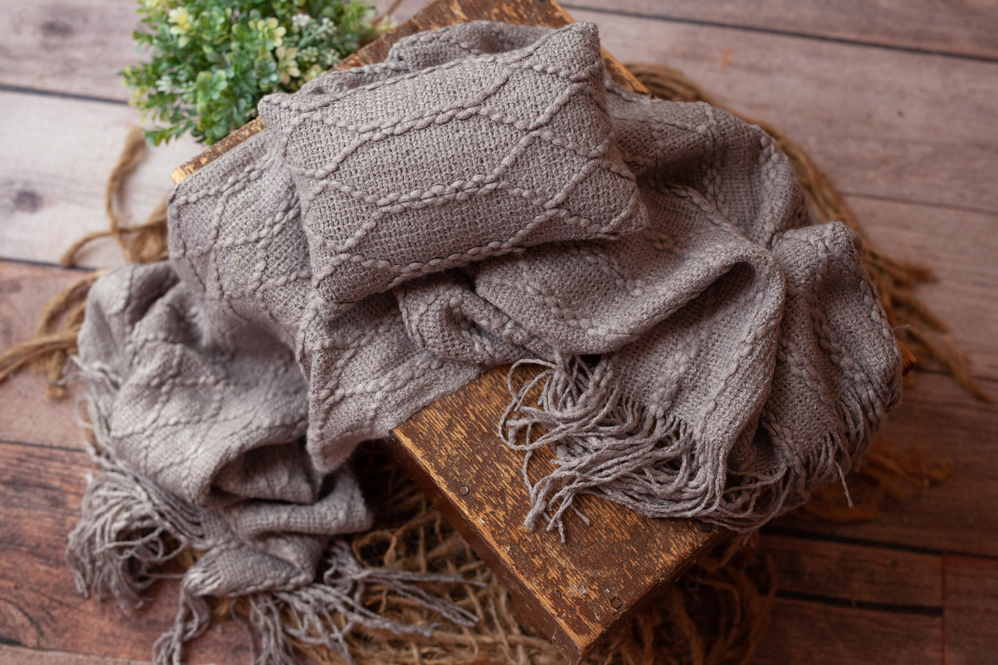 Grey Textured Pillow and Layer