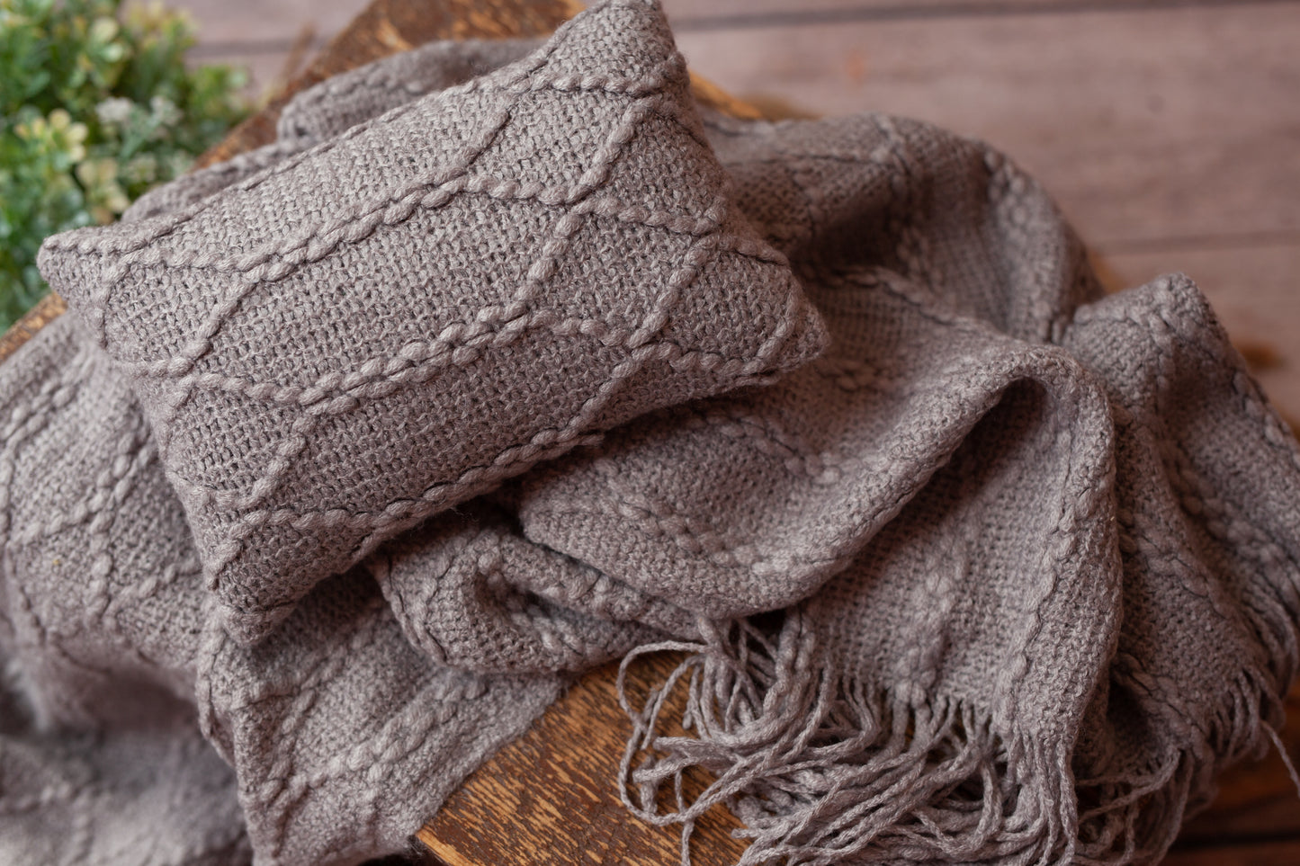 Grey Textured Pillow and Layer