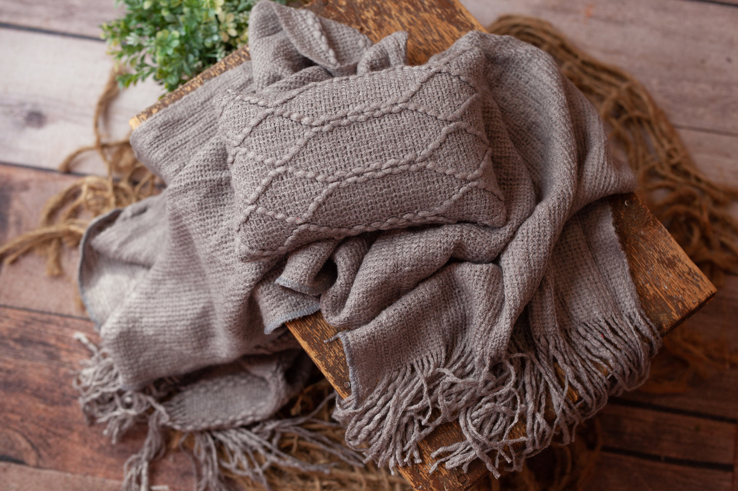 Grey Textured Pillow and Layer