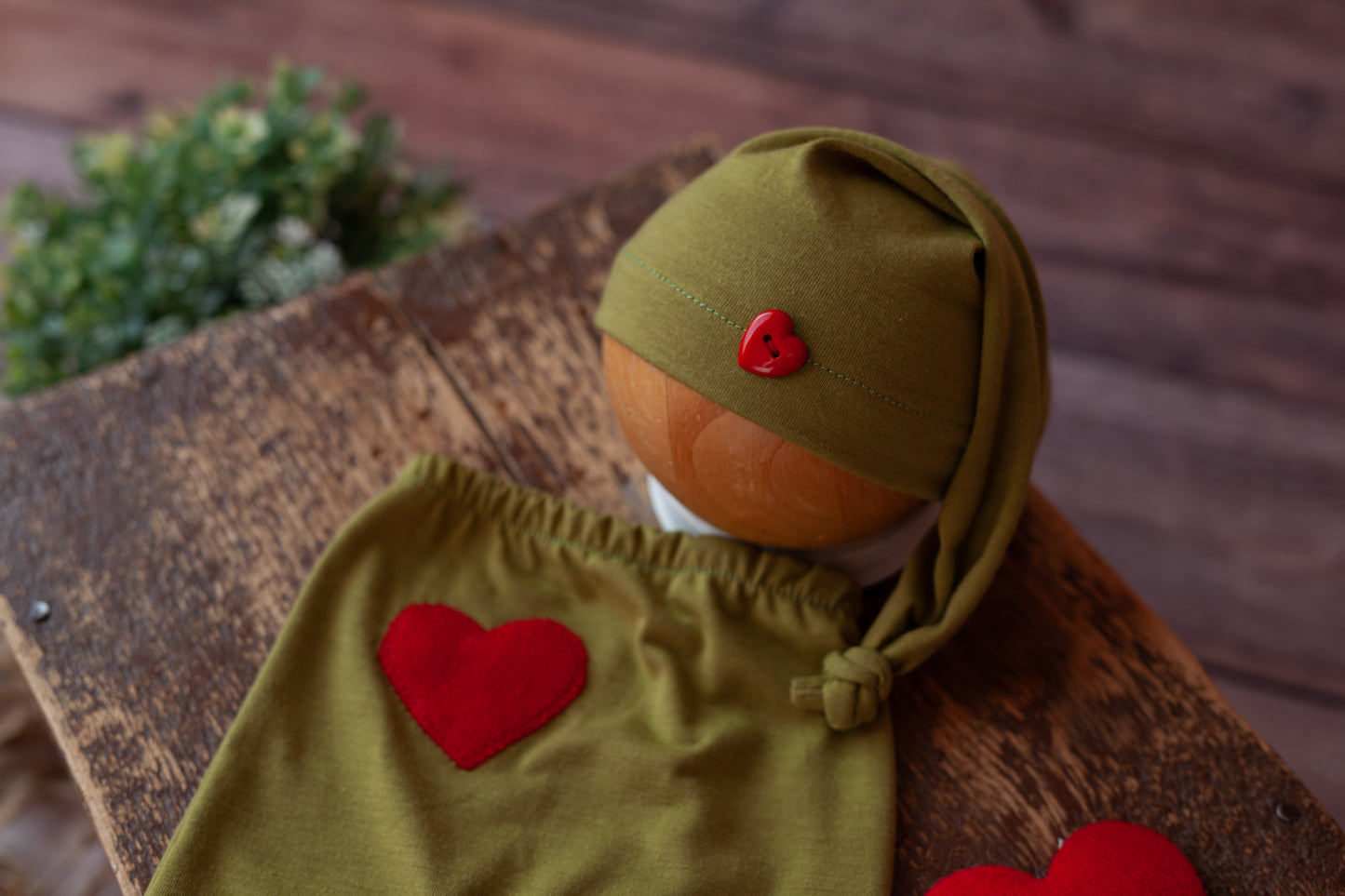 Green Shorties, Sleepy Cap and Three Heart Lovies