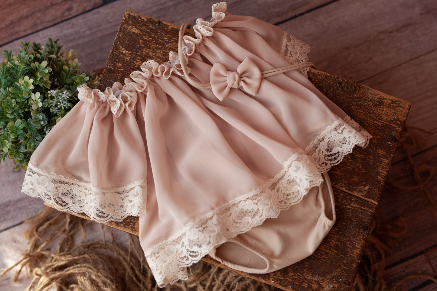 Lilith - 9-12 months Boho Romper in Light Pecan