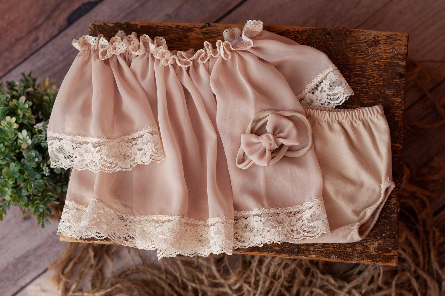 Lilith - 9-12 months Boho Romper in Light Pecan