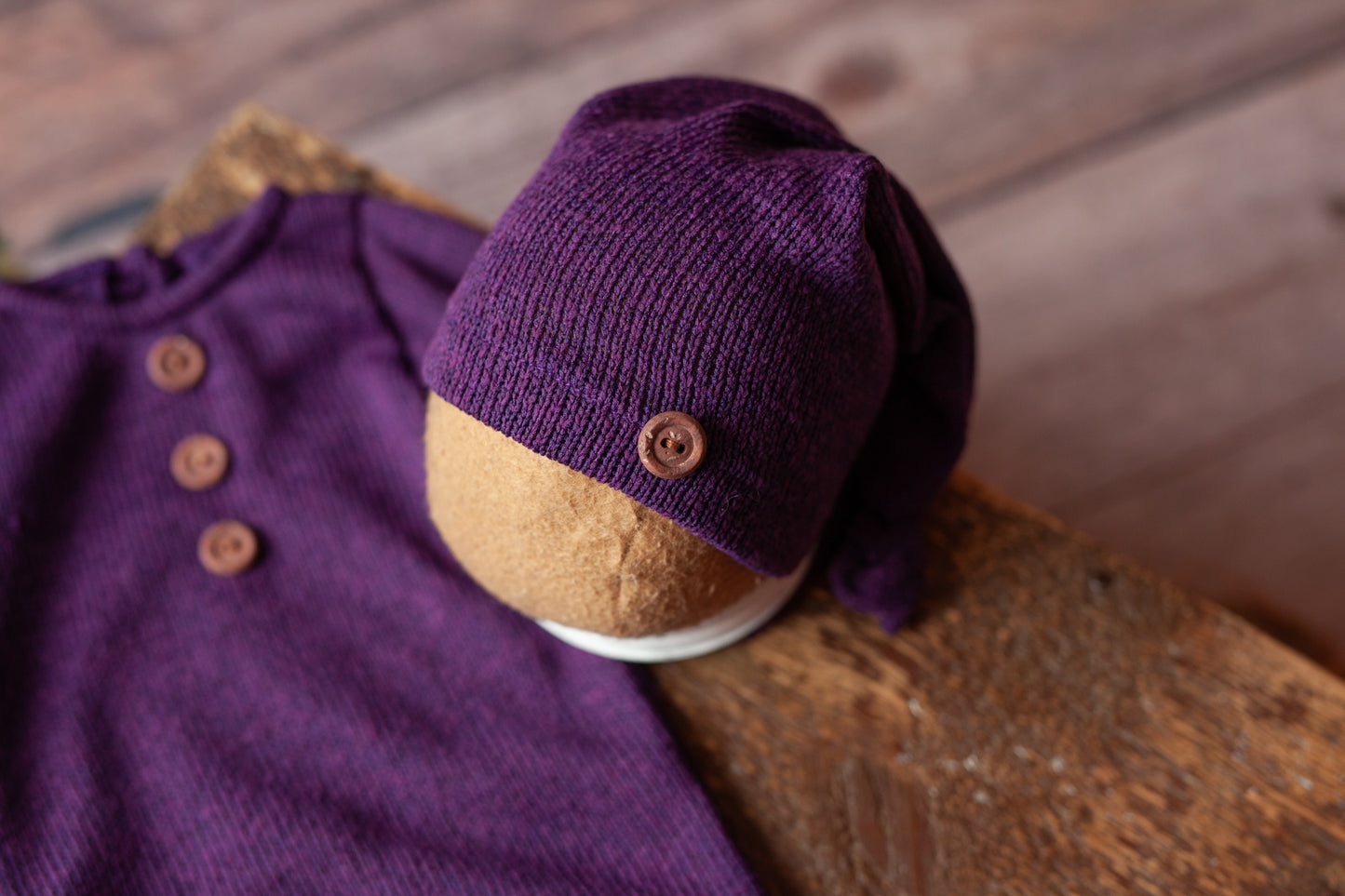 Purple Newborn Footed Sleeper and Sleepy Cap