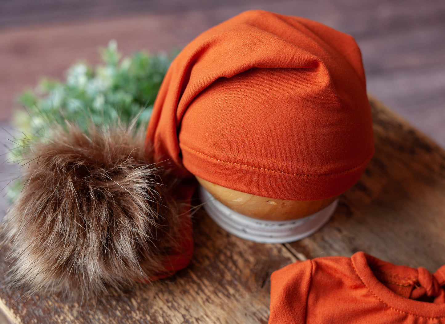 Burnt Orange Newborn Footed Sleeper and Sleepy Cap