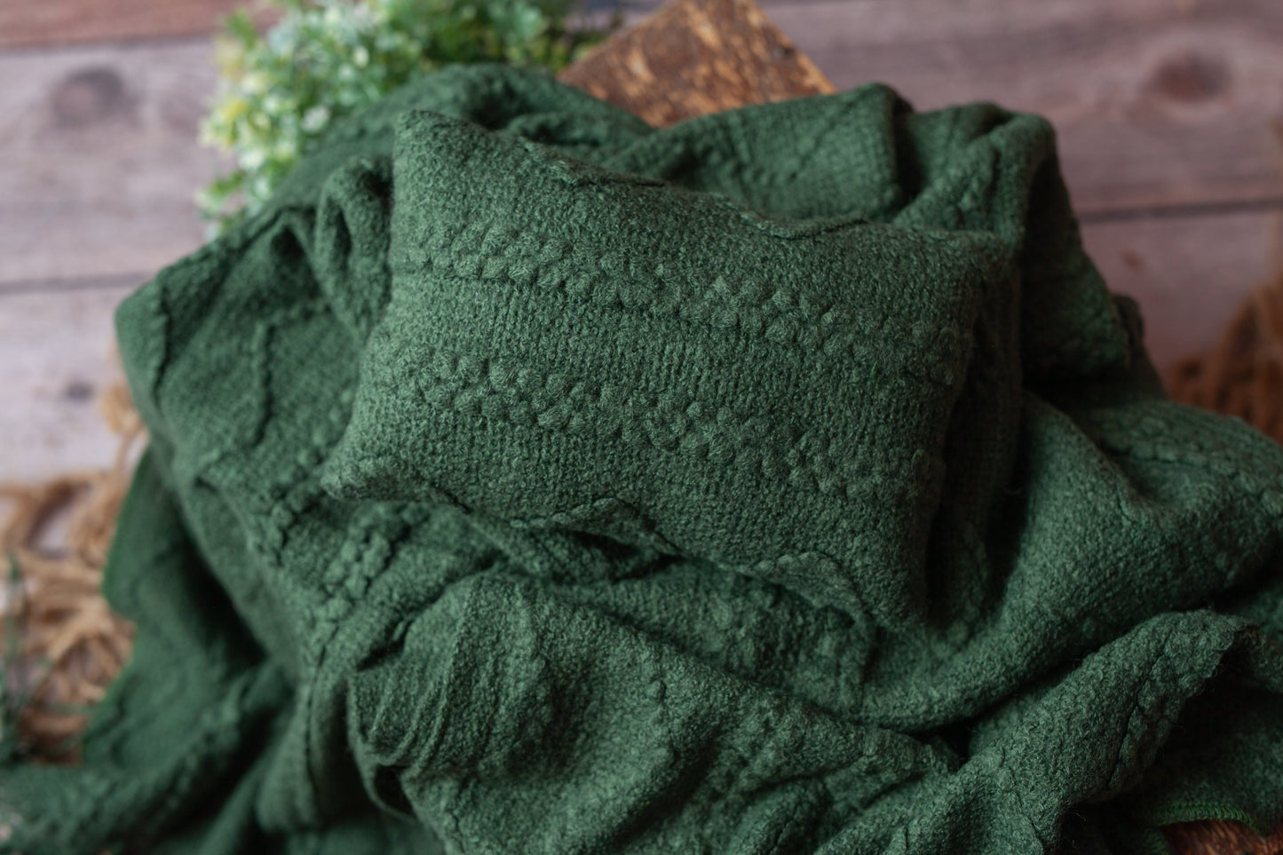 Hunter Green Textured Pillow and Layer