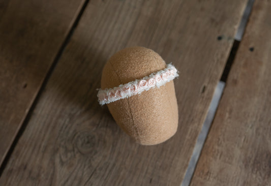 Dainty Peach Rosette Halo on Stretch Band