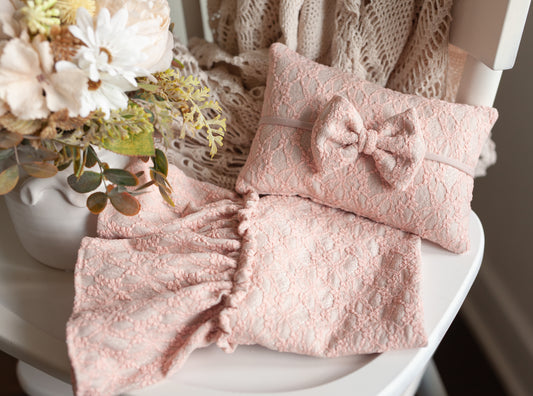 Pink Lace on Taupe