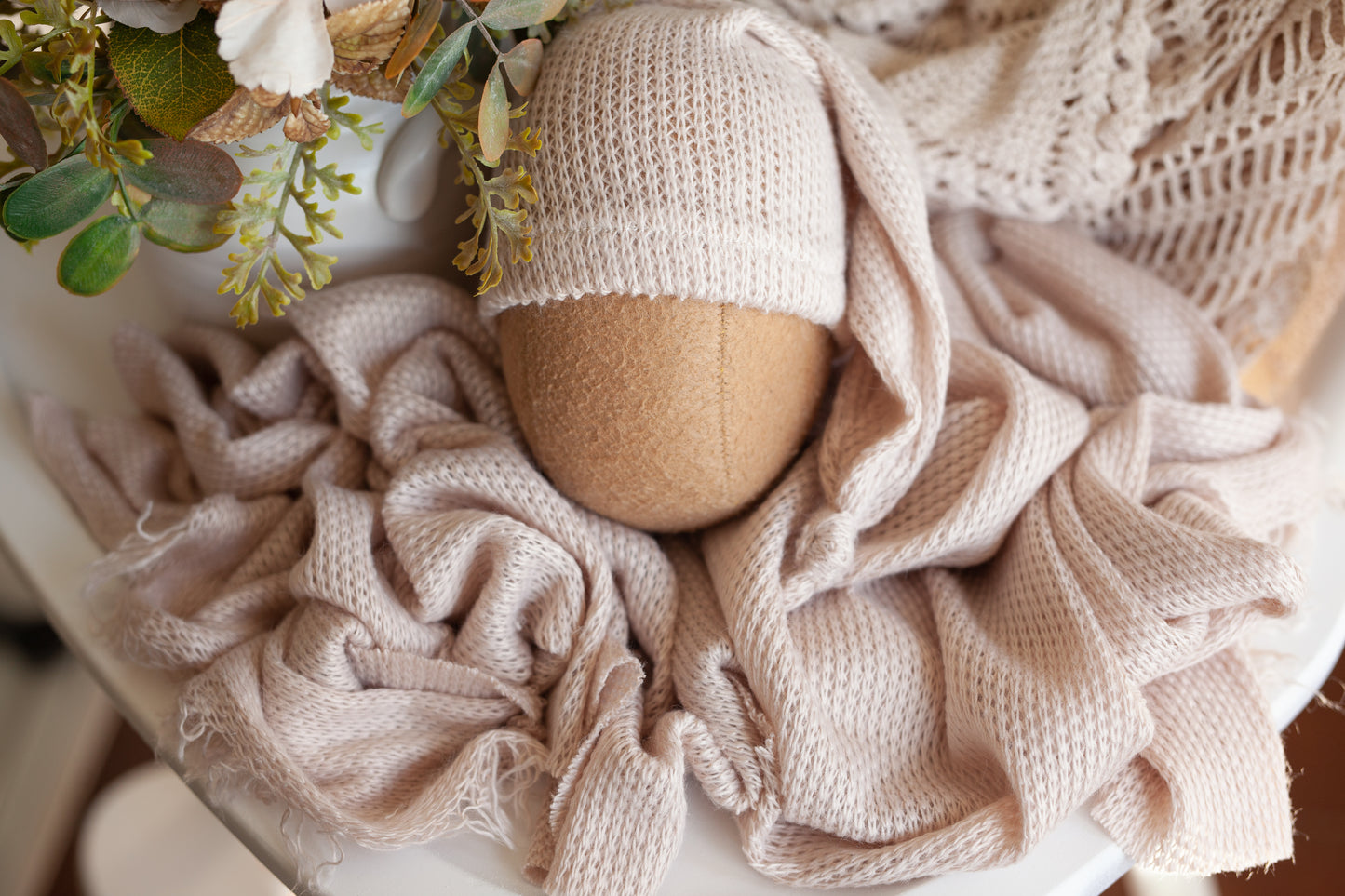 Light Mauve Wrap and Sleepy Cap