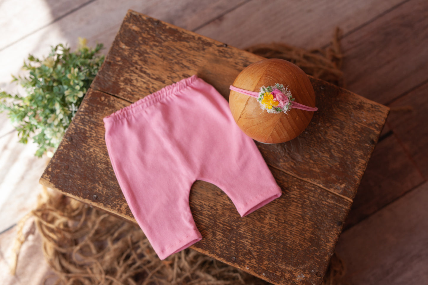 Pink Newborn Shorties and Tieback