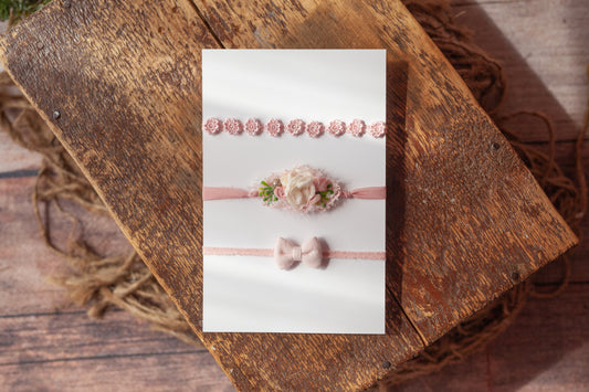 "Sweet Pink" set of three tiebacks