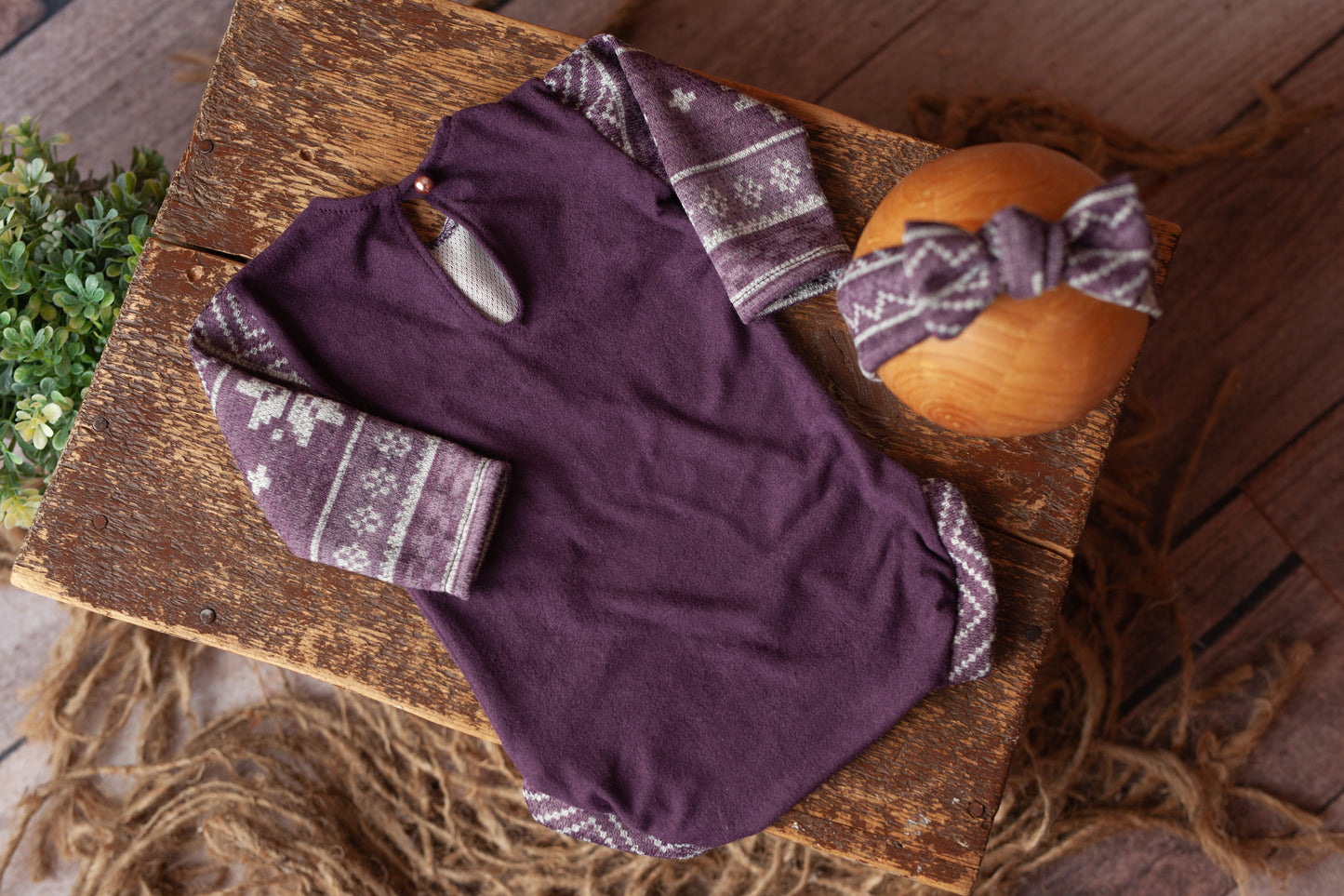 Viola - Newborn Purple Romper and Headband