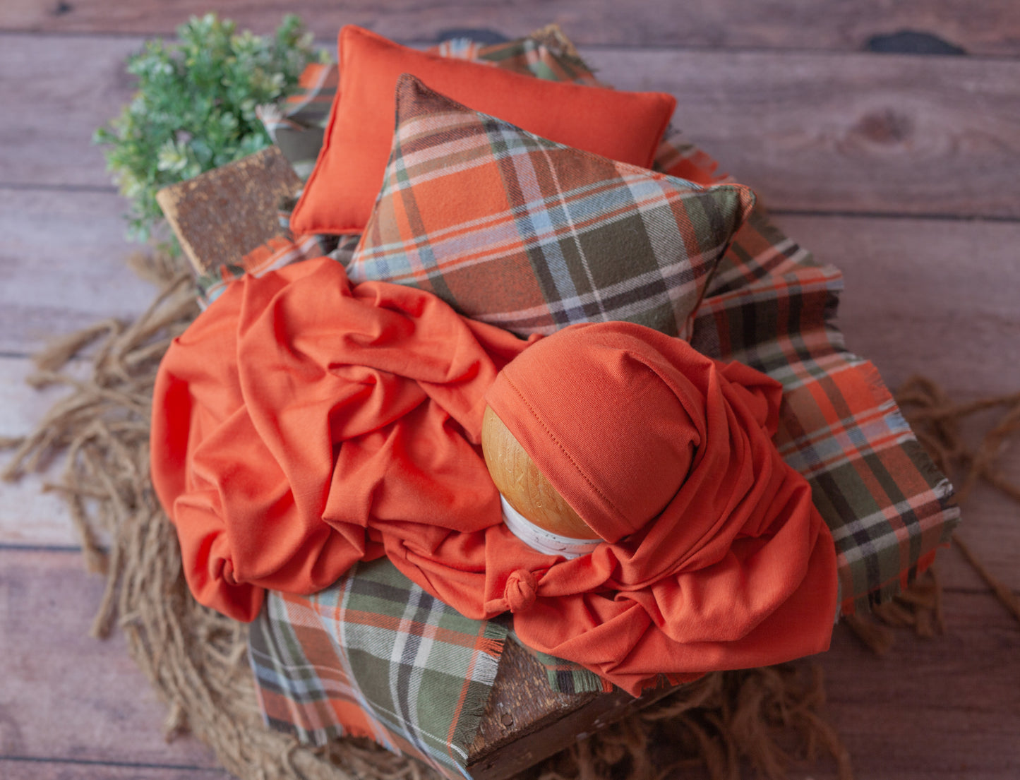Clearance! Phyllis - Orange and Plaid 4 piece set
