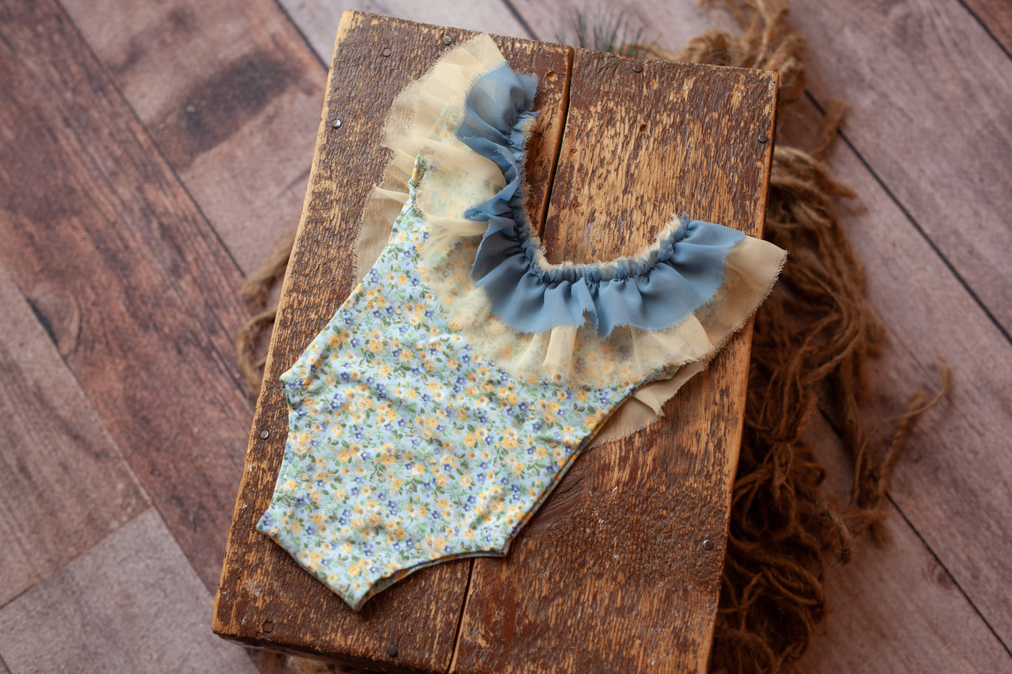 Yellow and Blue Floral Romper - Newborn