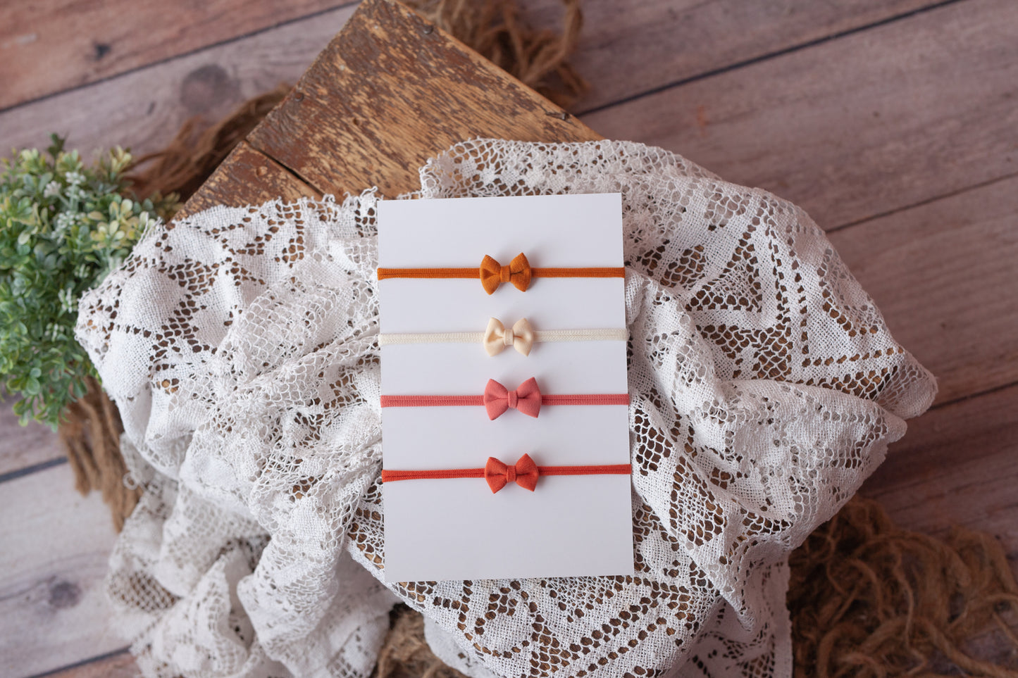 Simple Bows - Set of 4 tiebacks Monarch, Soft Peach, Coral and Orange